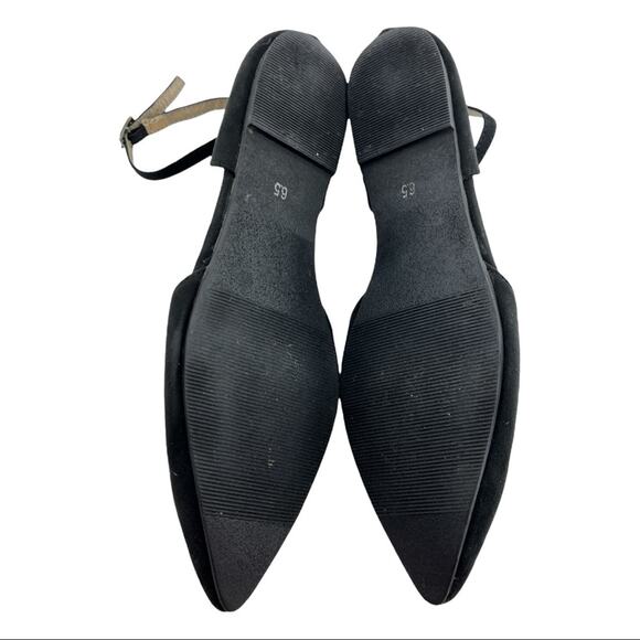 JustFab (6.5) Meena Black faux Suede Pointed Toe Ankle Strap D’Orsay Flats Shoes - Picture 7 of 10